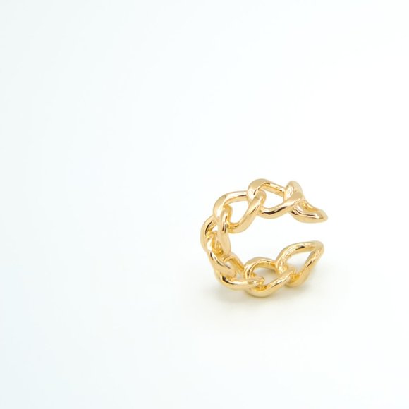 Gold-Plated Resizable High Shine Chain Ring - Picture 3 of 11